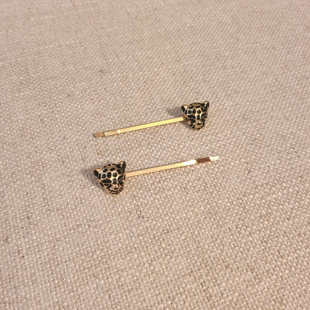 Gold Leopard Hair Pins